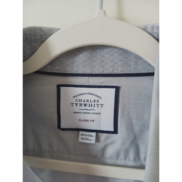 Charles Tyrwhitt Mens Dress Shirt Classic Fit Button Up Long Sleeve Gray 16,5/36 - Picture 3 of 6